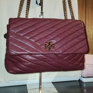 Tory Burch Burgundy Quilted Shoulder Bag